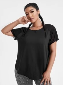 Gameset SHEIN Sport Top deportivo con espalda dividida para mujer talla grande - Negro - Ver 2