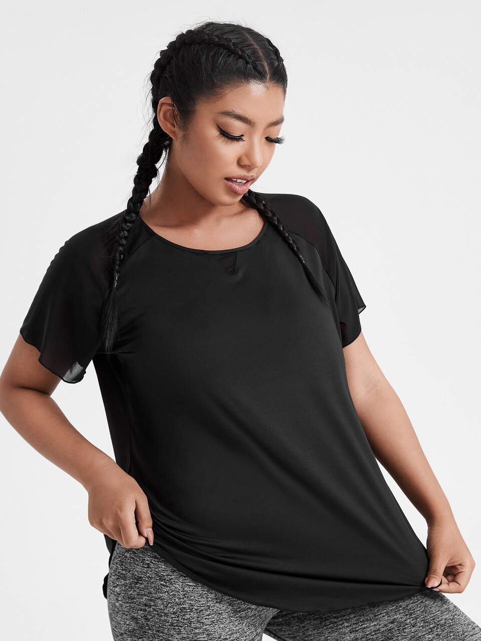 Plus Split Back Sports Top Gym Women Shirts