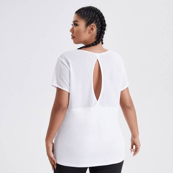 

Plus Cut Out Back Sports Top, White