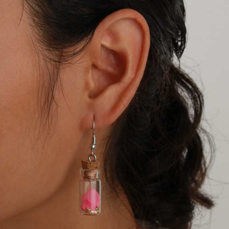 

Bottle Decor Earrings, Hot pink