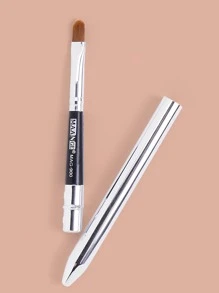 1入組唇刷彩妝柔軟纖維唇部筆金屬帶帽子保護化妝品化妝刷彩妝產品女士彩妝