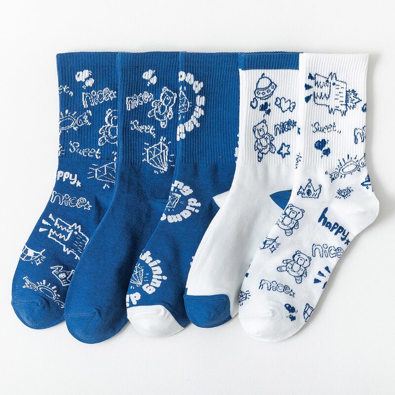 

5pairs Cartoon Pattern Crew Socks, Multicolor
