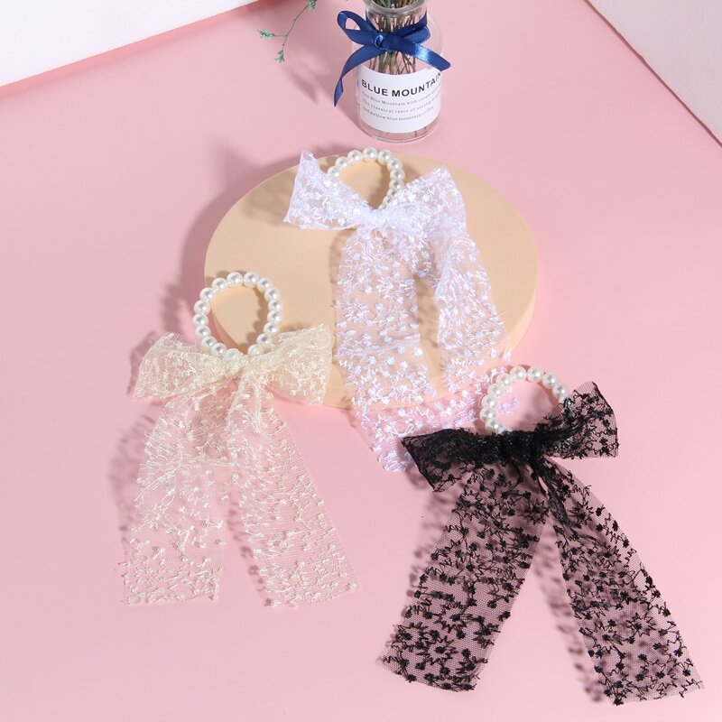 

3pcs Faux Pearl Decor Hair Tie, Multicolor