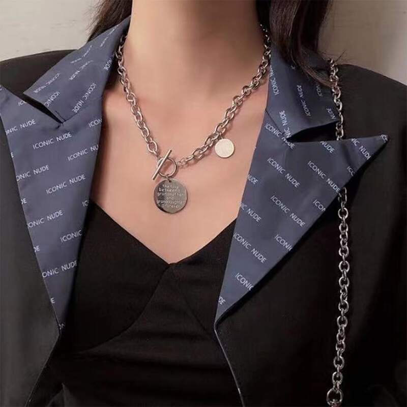 

Geo Pendant Chain Necklace, Silver