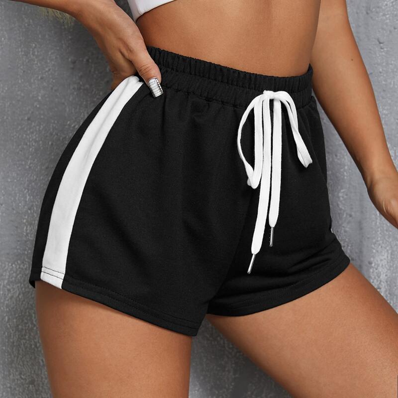 

Contrast Sideseam Sports Shorts, Black