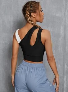 Gameset SHEIN Sport Letter Graphic Cut Out Sports Tank Top - Black - View 2