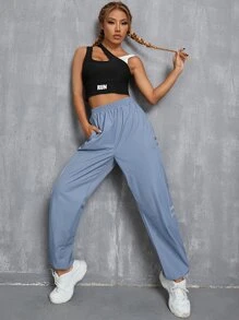 Gameset SHEIN Sport Letter Graphic Cut Out Sports Tank Top - Black - View 4