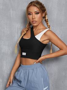 Gameset SHEIN Sport Letter Graphic Cut Out Sports Tank Top - Black - View 5