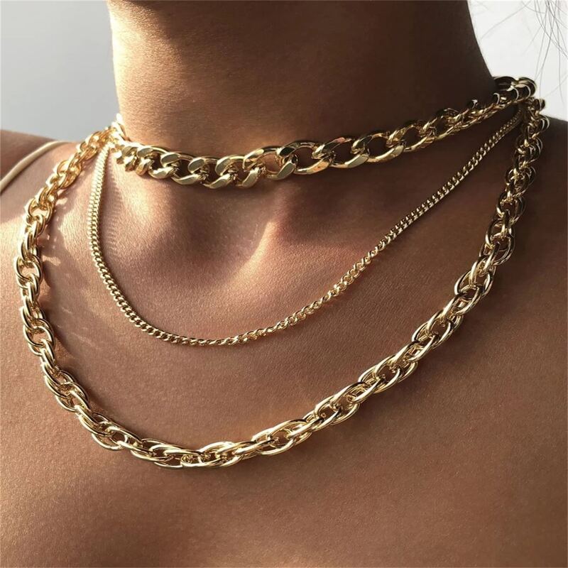 

3pcs Chain Necklace, Gold