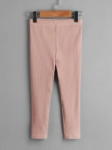 SHEIN Young Girl 3pcs Solid Rib Knit Leggings - Multicolor - View 3
