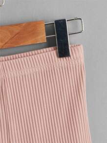 SHEIN Young Girl 3pcs Solid Rib Knit Leggings - Multicolor - View 9