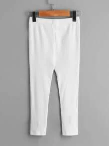 SHEIN Young Girl 3pcs Solid Rib Knit Leggings - Multicolor - View 10