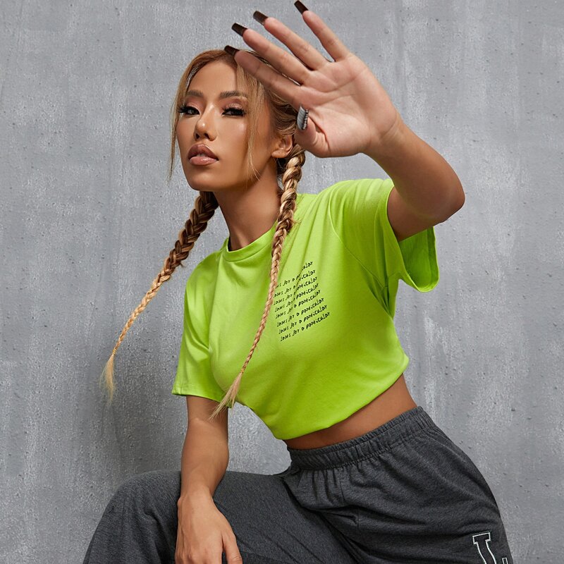 

Slogan Graphic Sports Tee, Olive green