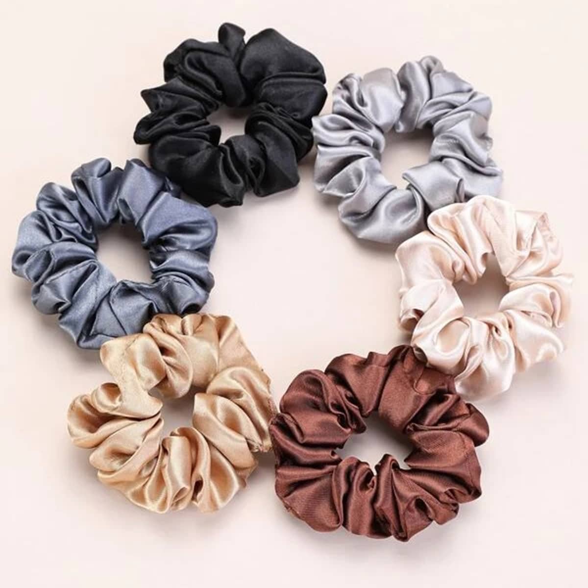

6pcs Solid Scrunchie, Multicolor