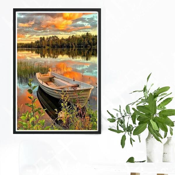 

Landscape Pattern DIY Diamond Unframed Painting, Multicolor