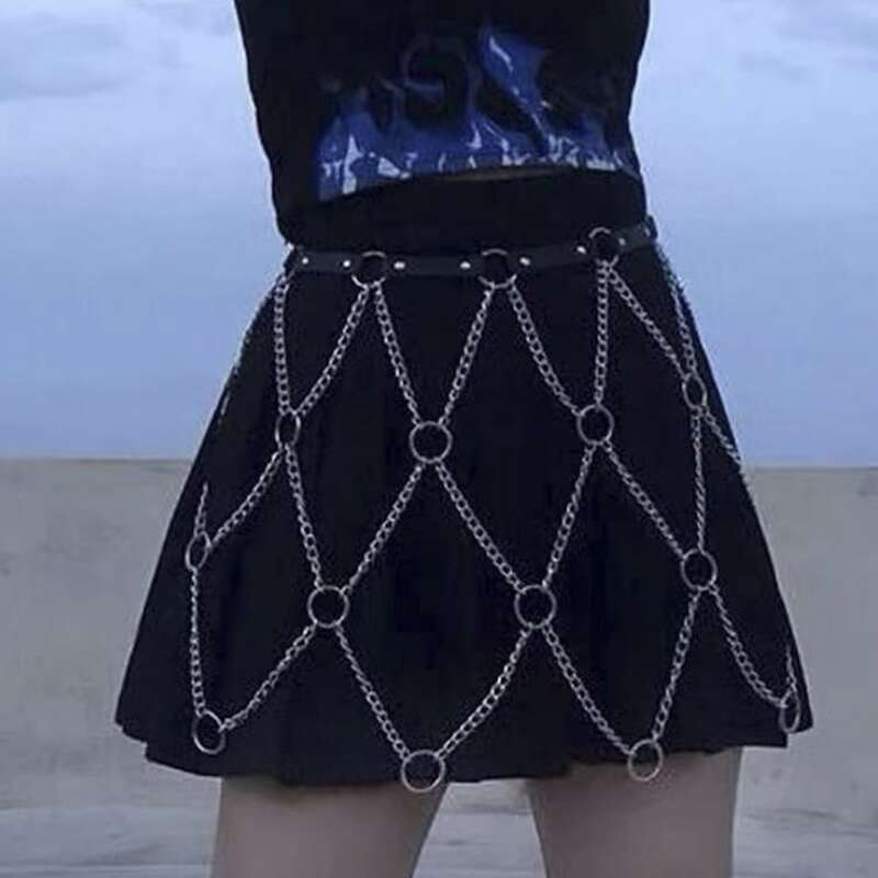 

Ring Linked Chain Decor Belt, Black
