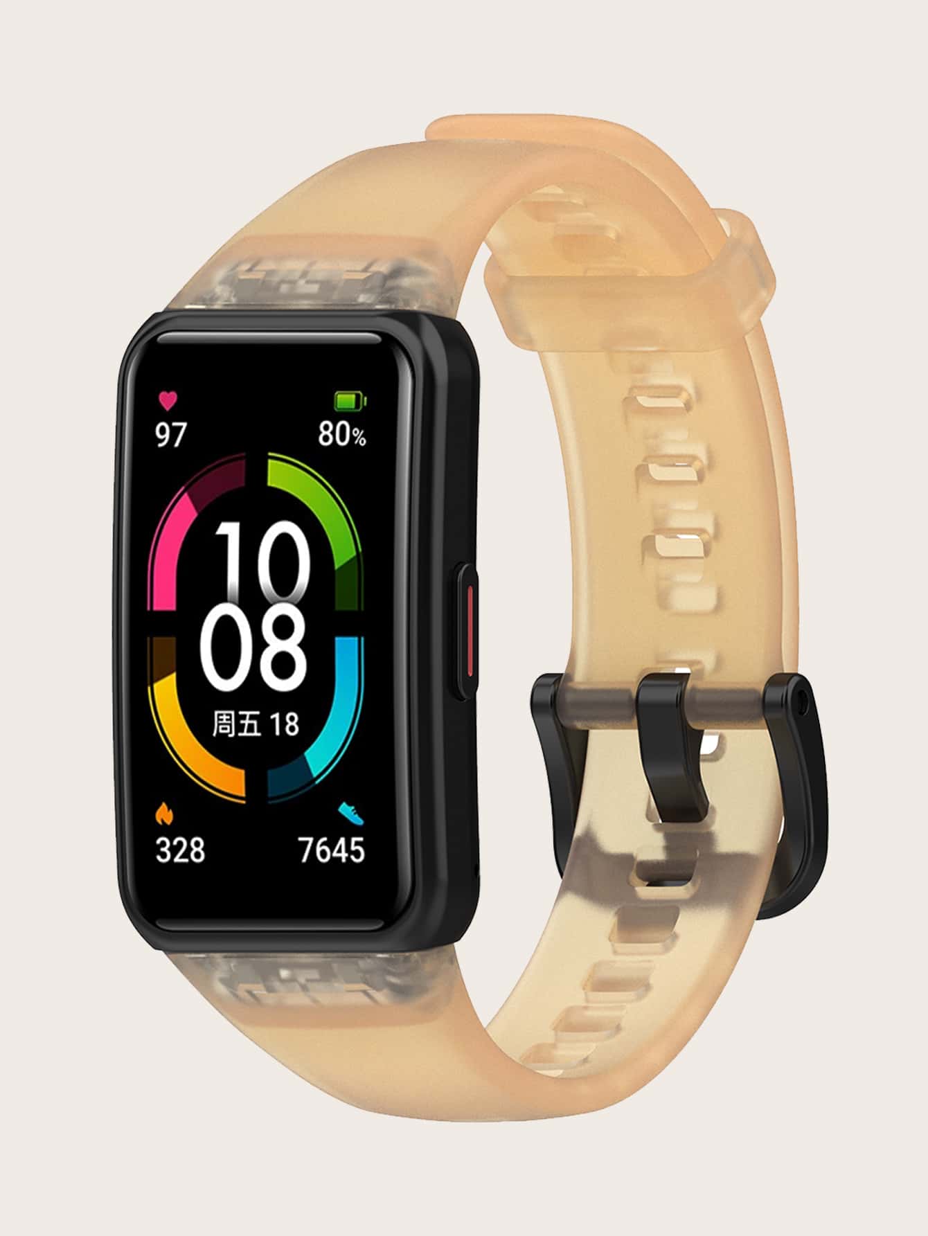 Clear Strap Watchband Compatible With Huawei Honor Band - Orange - View 1