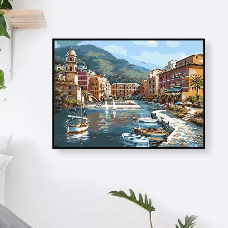 

Landscape Print DIY Diamond Unframed Painting, Multicolor