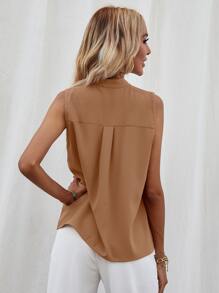 Chiquease 褶皺肩部無袖襯衫