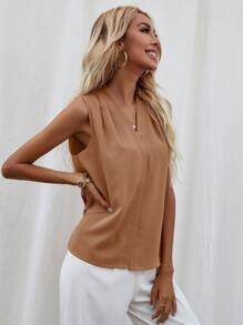 Chiquease 褶皺肩部無袖襯衫