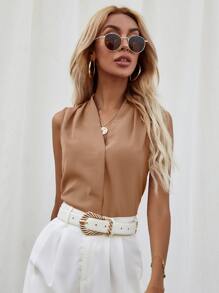 Chiquease 褶皺肩部無袖襯衫