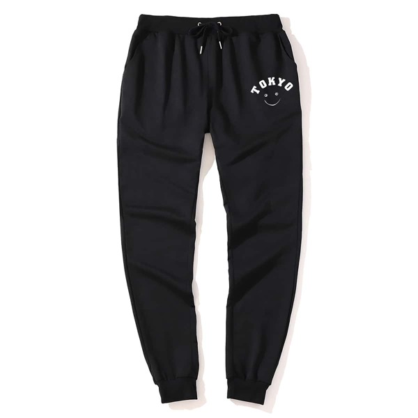 

Guys Letter Graphic Sweatpants, Black