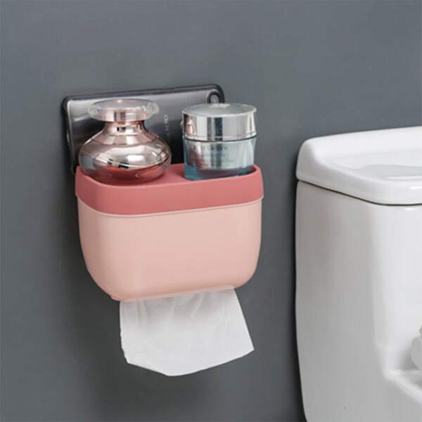 

1pc Multifunction Tissue Storage Box, Pink