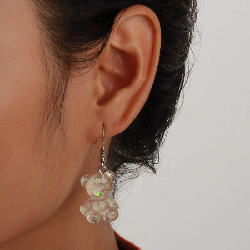 

Clear Bear Drop Earrings, Apricot