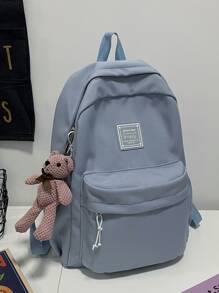 Mochila de capacidad grande con accesorio de bolso - Azul - Ver 2