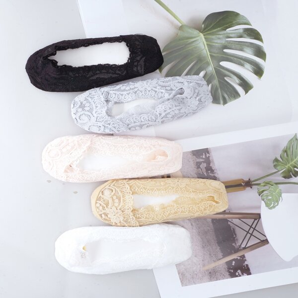 

1pair Baby Random Color Lace Invisible Socks, Multicolor