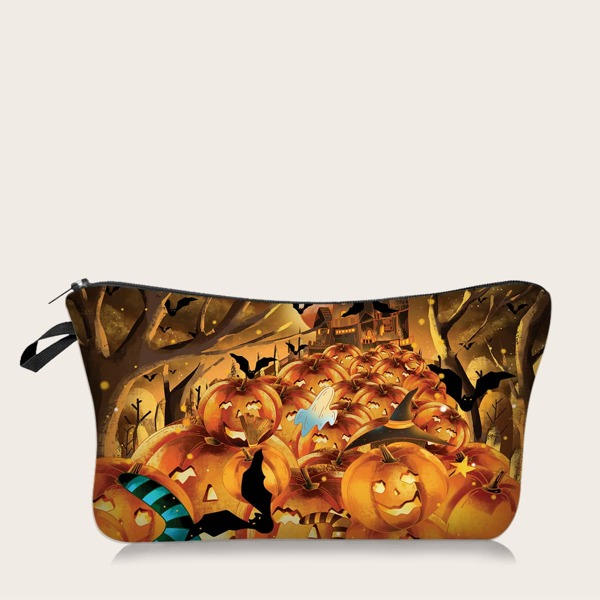 

Cartoon Pumpkin Zipper Makeup Bag, Yellow