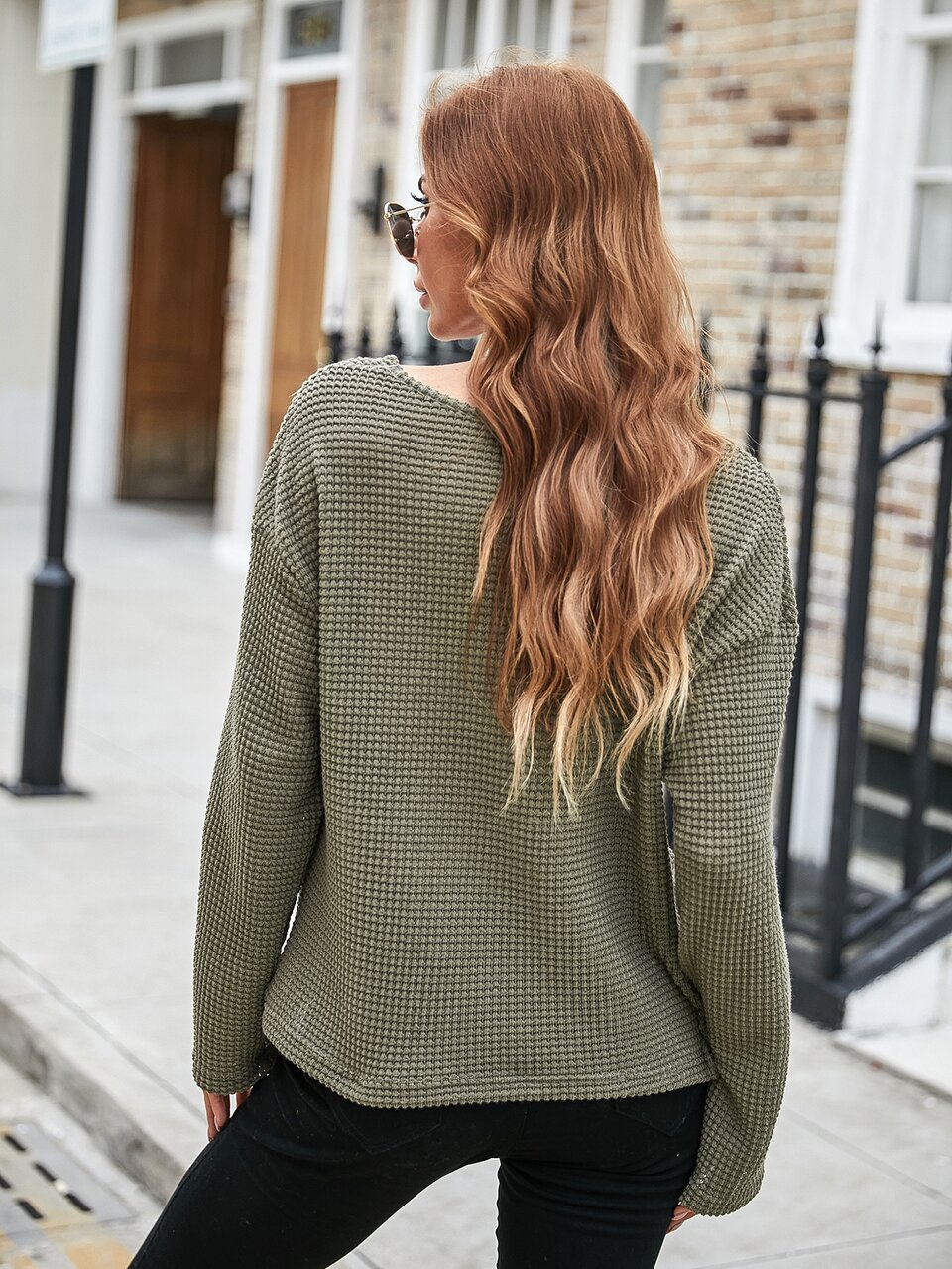 Solid Twist Front Drop Shoulder Tee