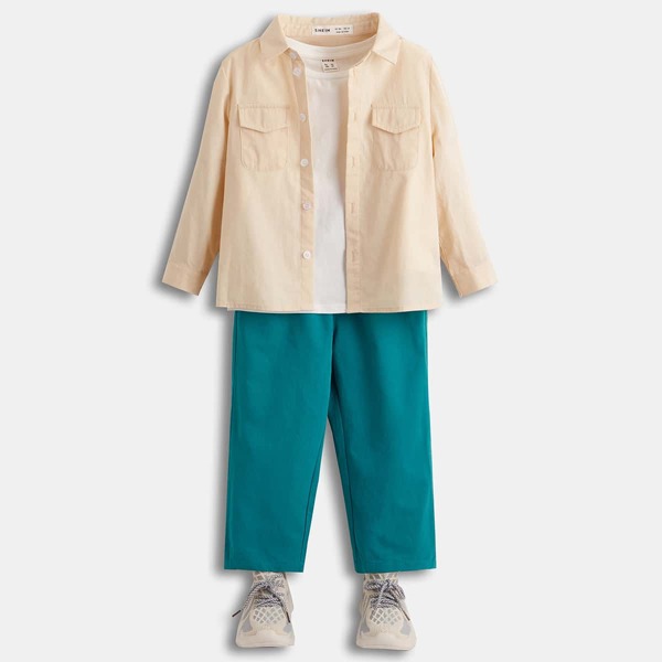 

Toddler Boys Letter Graphic Tee & Elastic Waist Pants Without Shirt, Multicolor