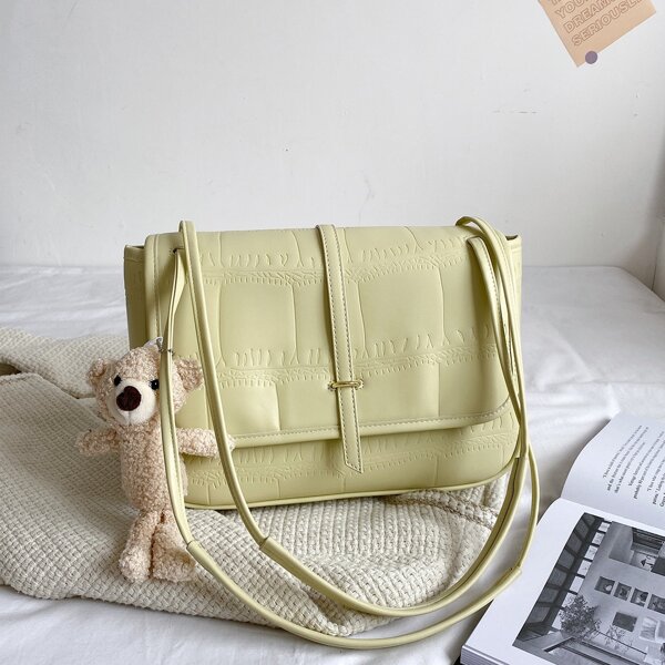 

Croc Embossed Tote Bag With Bag Charm, Yellow