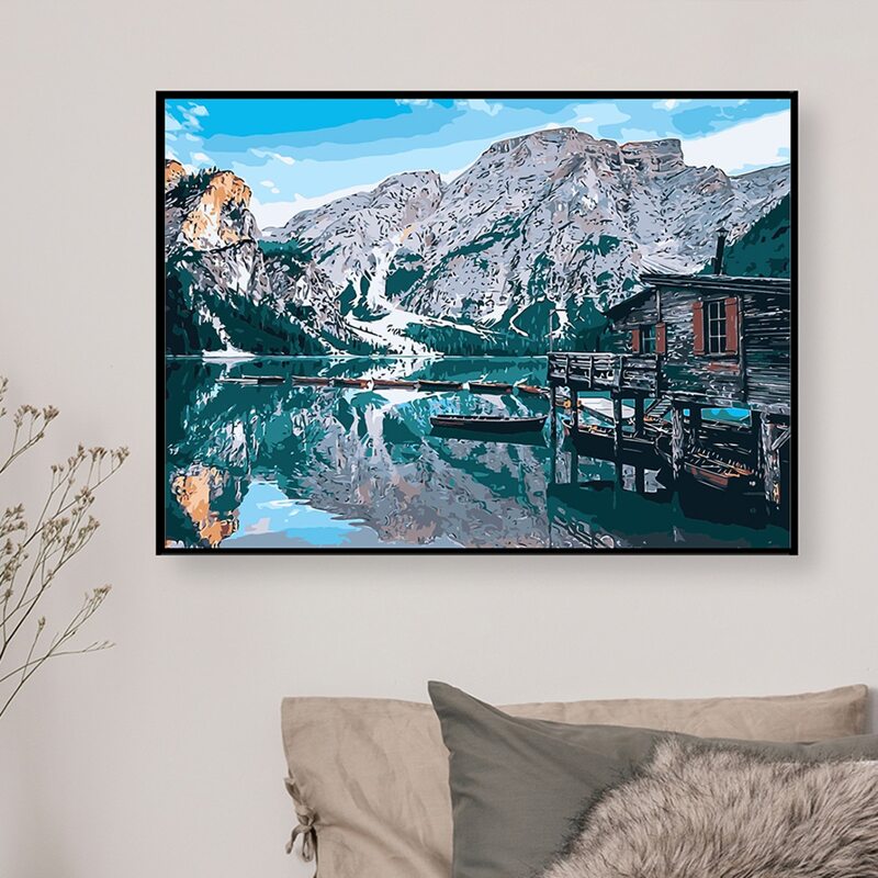 

Landscape Print DIY Diamond Unframed Painting, Multicolor