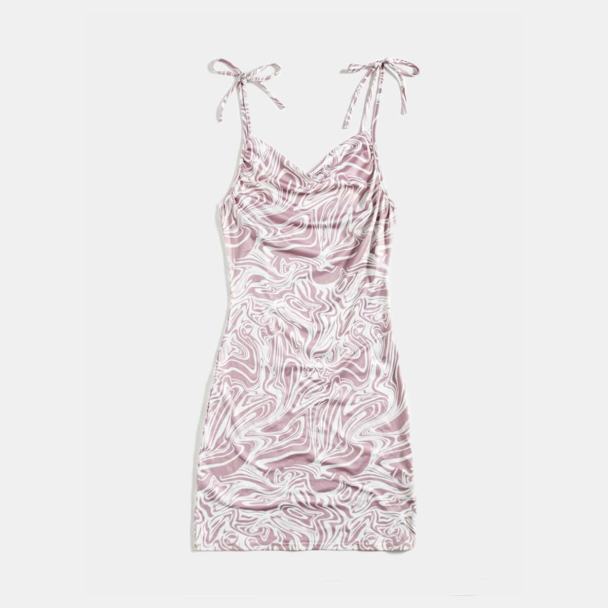

Marble Print Tie Neck Cami Dress, Multicolor