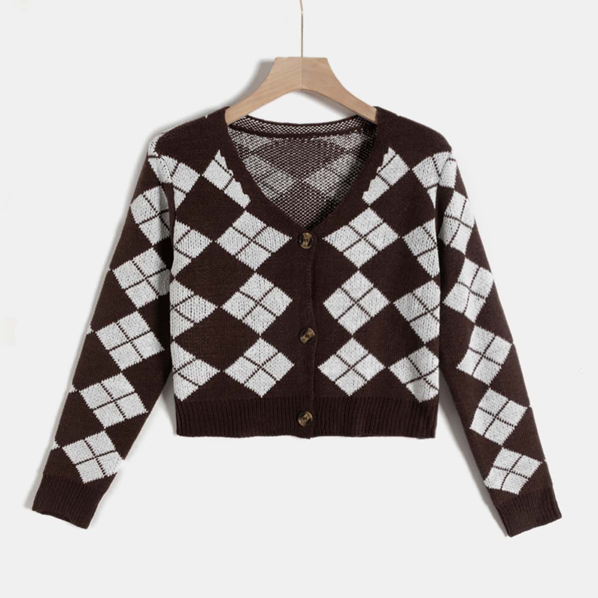 

Argyle Pattern Cardigan, Multicolor