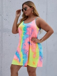 SHEIN LUNE Đầm Plus Size Hội Chữ thập Cà vạt nhuộm Giải trí - Nhiều màu - Xem 3