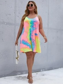 SHEIN LUNE Đầm Plus Size Hội Chữ thập Cà vạt nhuộm Giải trí - Nhiều màu - Xem 4