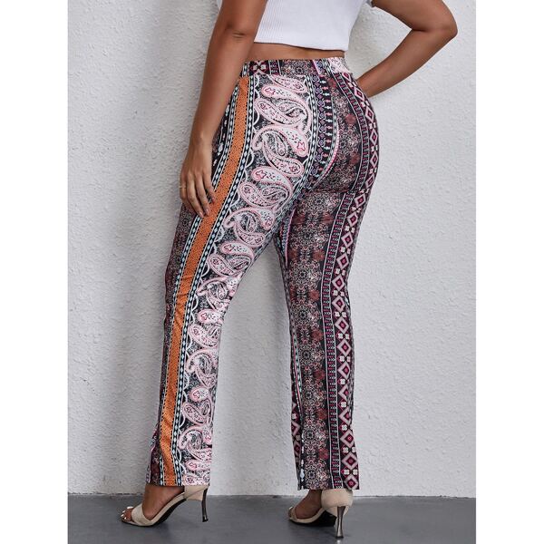 

Plus Paisley & Geo Print Pants, Multicolor