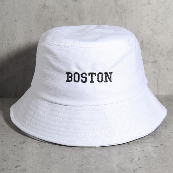 

Letter Embroidery Bucket Hat, White