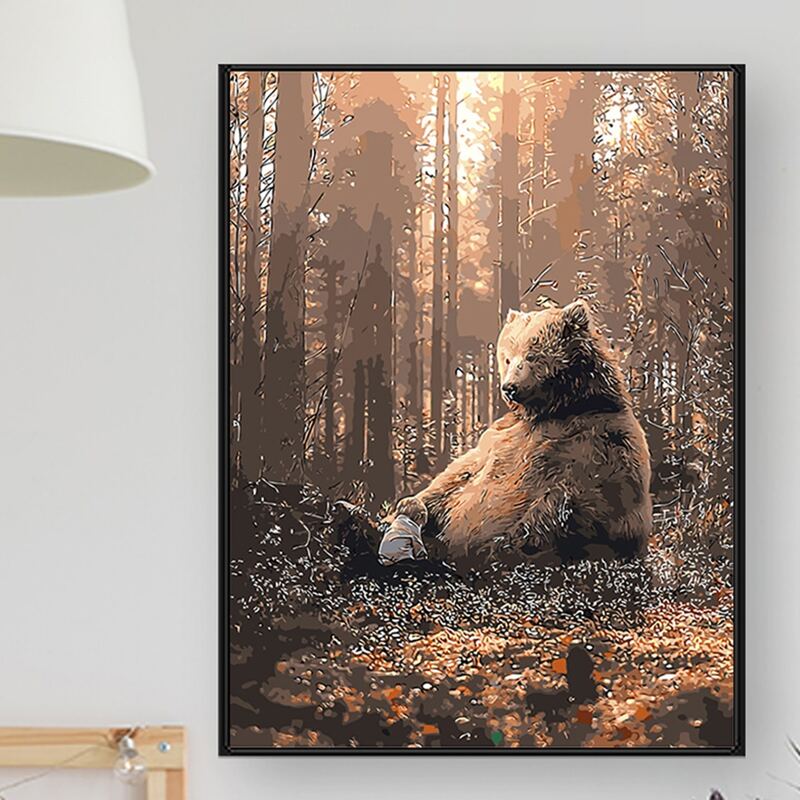 

Bear Print DIY Diamond Unframed Painting, Multicolor