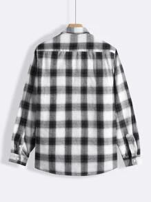 Manfinity Men Plaid Shirt Without Tee - Black and White - View 2