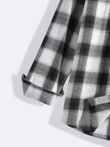 Manfinity Men Plaid Shirt Without Tee - Black and White - View 4