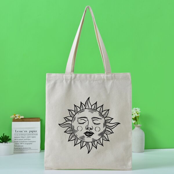 

Sun Graphic Shopper Bag, Beige