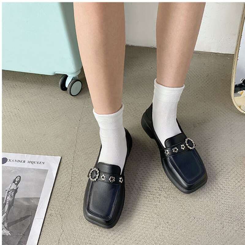 

Square Toe Loafers, Black