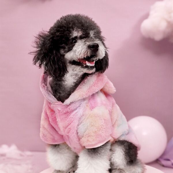 

Gradient Color Plush Pet Coat, Multicolor