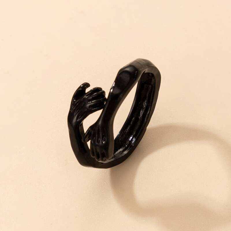 

1pc Hand Design Cuff Ring, Black