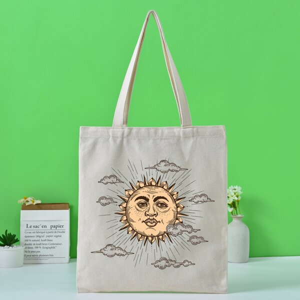 

Sun Graphic Shopper Bag, Beige