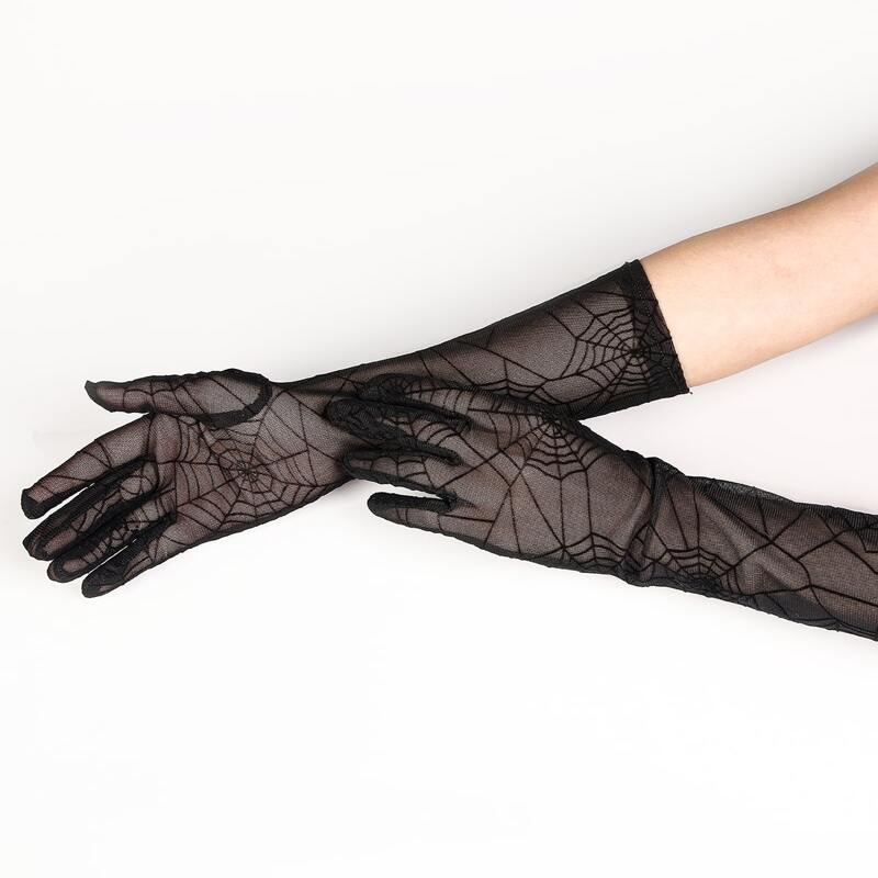 

Spider Pattern Long Gloves, Black